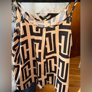Geometric Black and Tan Sleeveless Top